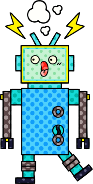 bir insan tarafından çizilmiş bir robotun çizgi roman tarzı