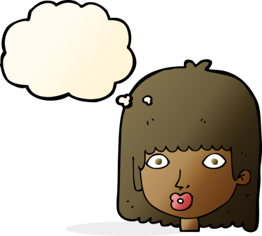 Bir insan tarafından çizilmiş düşünce balonlu bir karikatür.