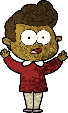 Bir insan tarafından çizilmiş çizgi film bakışlı adam.