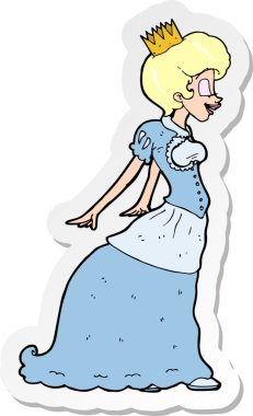 Bir insan tarafından çizilmiş karikatür prensesinin çıkartması.