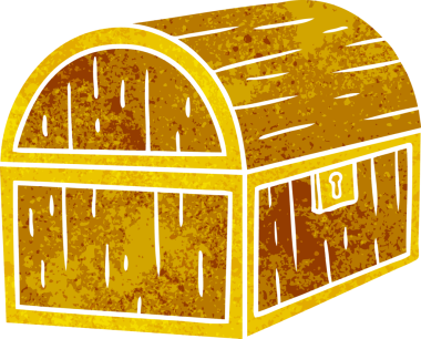 Bir insan tarafından çizilmiş hazine sandığının eski bir karikatürü.