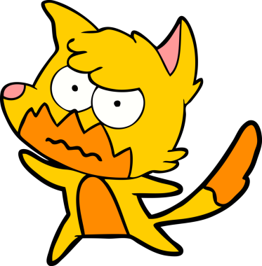 Bir insan tarafından çizilmiş tilki çizgi film karakteri