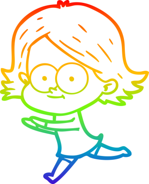 gökkuşağı gradyan çizimi mutlu bir çizgi film kızı bir insan tarafından çizildi