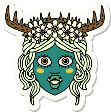 Bir insan tarafından çizilmiş bir ork Druid karakterinin çıkartması