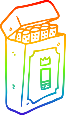 Gökkuşağı gradyan çizgisi bir insan tarafından çizilmiş bir paket sigara.