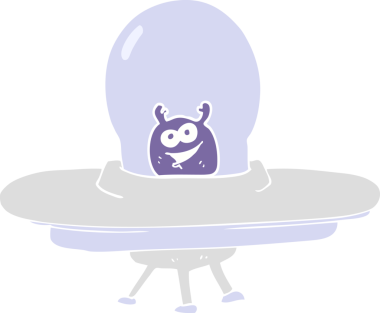 Bir insan tarafından çizilen uzay gemisinin düz renk çizimi