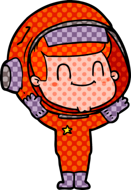 Bir insan tarafından çizilmiş mutlu astronot.