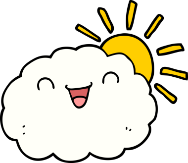 Bir insan tarafından çizilmiş mutlu çizgi film bulutu