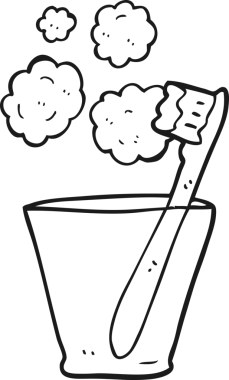 Bir insan tarafından çizilmiş camdaki siyah beyaz diş fırçası.