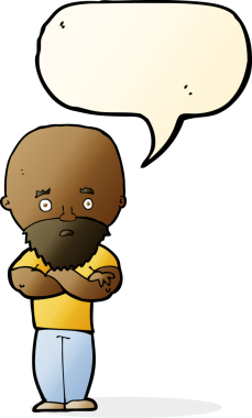 Karikatür, sakallı kel bir adamı şok etti ve bir insan tarafından çizildi.