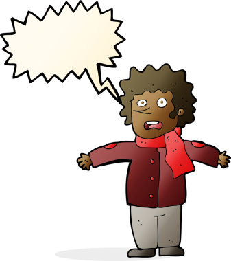 Bir insan tarafından çizilen konuşma baloncuğu ile bir adamı şaşırtan çizgi film.