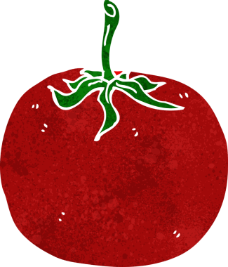 Bir insan tarafından çizilmiş domates çizgi filmi.