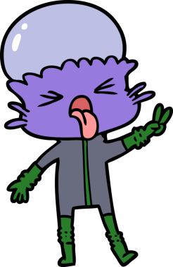 Bir insan tarafından çizilmiş garip bir uzaylı çizgi filmi.