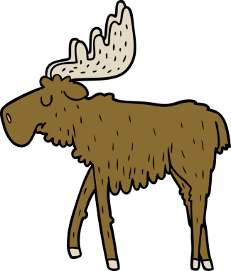 Bir insan tarafından çizilmiş çizgi film geyiği.