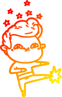 Bir insan tarafından çizilmiş, heyecanlı bir çizgi film çizimi.