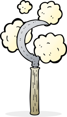 Bir insan tarafından çizilmiş karikatür orağı.