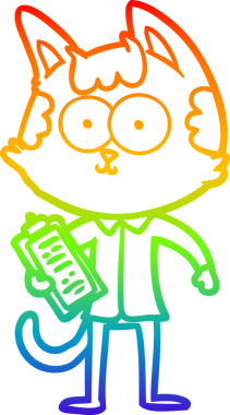 gökkuşağı gradyan çizimi mutlu bir çizgi film satıcısı kedi bir insan tarafından çizildi