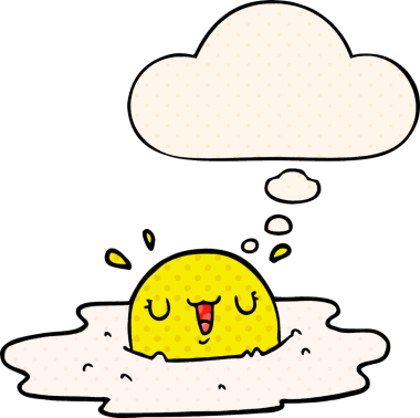 Çizgi roman tarzında bir insan tarafından çizilmiş karikatür sahanda yumurta.