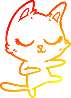 Bir insan tarafından çizilmiş sakin bir çizgi film kedisinin sıcak çizgi çizgisi.