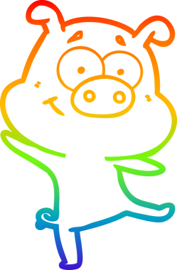 gökkuşağı gradyan çizimi mutlu çizgi film domuz dansı bir insan tarafından çizildi