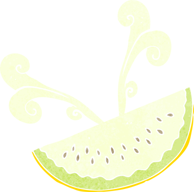 Bir insan tarafından çizilmiş karpuz dilimi.