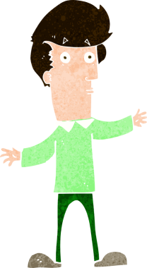 Çizgi film bir insan tarafından çizilmiş ürkmüş bir adam