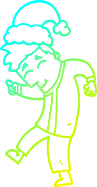 Bir insan tarafından çizilmiş noel şapkası giyen bir adamın soğuk gradyan çizimi.