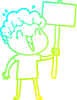 Bir insan tarafından çizilmiş mutlu bir adamın soğuk çizgi çizimi.