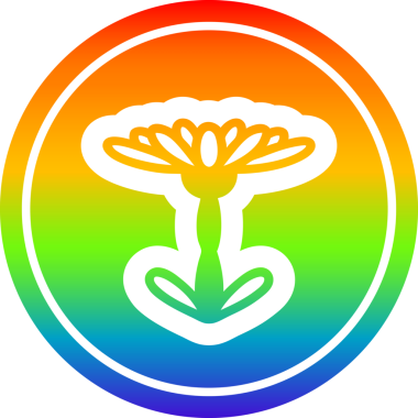 Çiçek açan dairesel ikon gökkuşağı gradyan bir insan tarafından çizilmiş