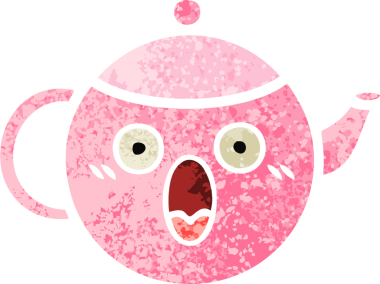 Bir insan tarafından çizilmiş bir çaydanlığın retro çizim tarzı karikatürü