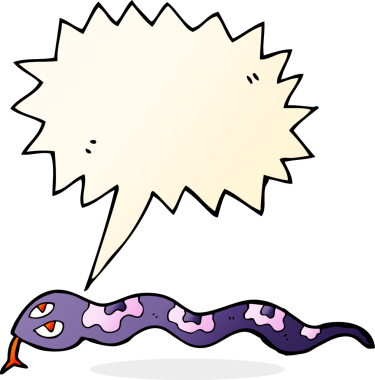 Bir insan tarafından çizilmiş konuşma balonlu tıslayan yılan.