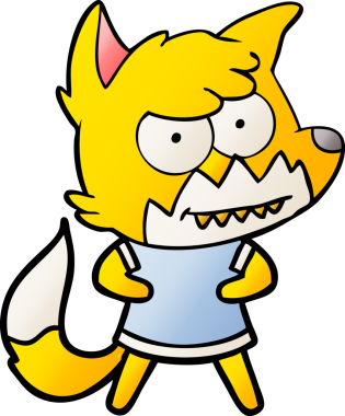 Bir insan tarafından çizilmiş tilki çizgi film karakteri