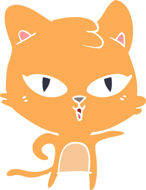 Bir insan tarafından çizilmiş düz renkli çizgi film kedisi