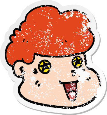 Bir insan tarafından çizilmiş karikatür çocuğunun sıkıntılı yüzü.