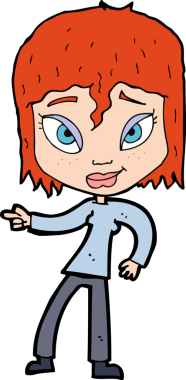 Bir insan tarafından çizilmiş rahat kadın çizgi filmi.