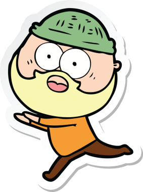 Çizgi film sakallı bir adamın çıkartması. Bir insan tarafından çizilmiş.