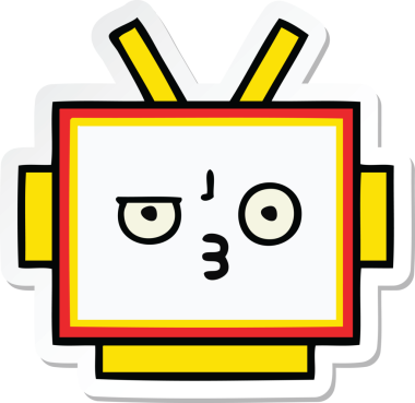 Bir insan tarafından çizilmiş şirin bir robot kafasının çıkartması.