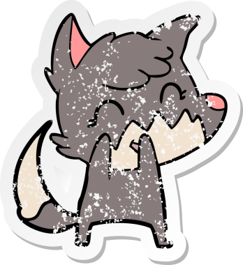 Bir insan tarafından çizilmiş mutlu bir tilkinin sıkıntılı çıkartması.