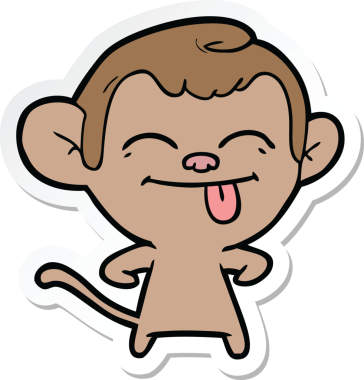 Bir insan tarafından çizilmiş komik bir maymun çıkartması.