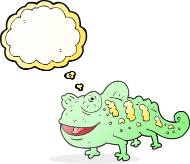 Bir insan tarafından çizilmiş serbest çizim balon karikatür bukalemunu.