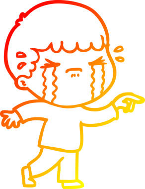 Bir insan tarafından çizilmiş ağlayan bir çizgi film karakteri çizimi.