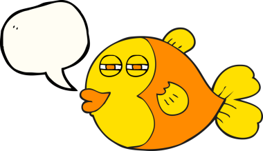 Bir insan tarafından çizilmiş serbest konuşma balonu karikatürü balığı.