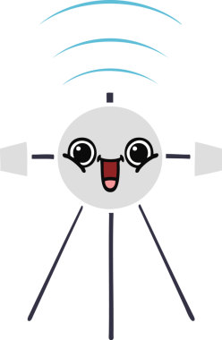 Bir insan tarafından çizilmiş düz renkli bir uydu karikatürü