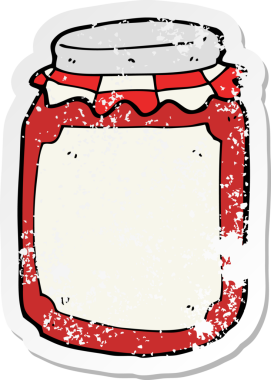 Bir insan tarafından çizilmiş muhafaza kavanozunun gerilemiş retro yapıştırması.