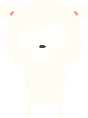 Bir insan tarafından çizilmiş kutup ayısı düz renkli çizgi film.