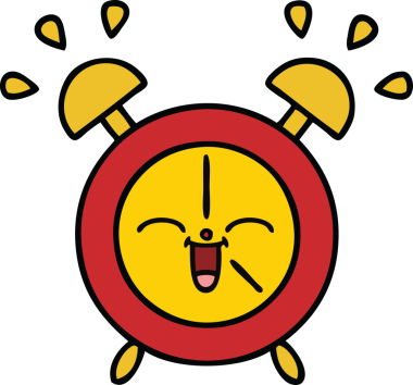 Bir insan tarafından çizilmiş çalar saatin şirin bir karikatürü.