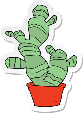 Bir insan tarafından çizilmiş bir kaktüsün çıkartması.