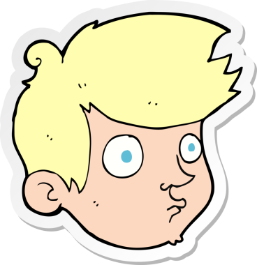 Bir insan tarafından çizilmiş bir çizgi film karakterinin çıkartması.