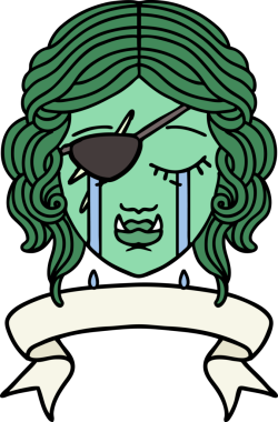 Retro Dövme Biçimi Ağlayan Ork düzenbaz karakter yüzü Bir insan tarafından çizilmiş