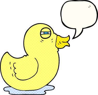 El yazısıyla çizilmiş çizgi roman konuşma balonu bir insan tarafından çizilmiş lastik ördek.